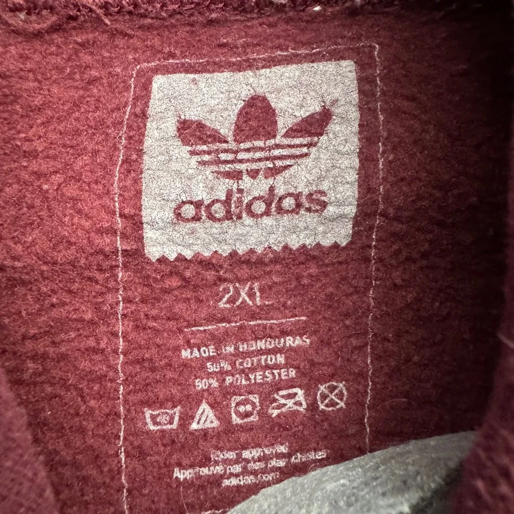 Adidas Originals Trefoil Box Logo Hoodie Mens 2XL Maroon Burgundy Pullover